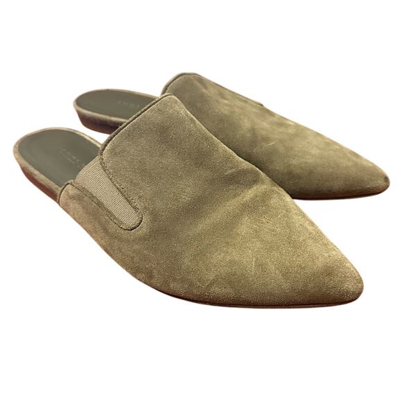 Jenni Kayne Suede Mules in Laurel Size 37 7 Casual Shoes Capsule Minimalist - Picture 1 of 16